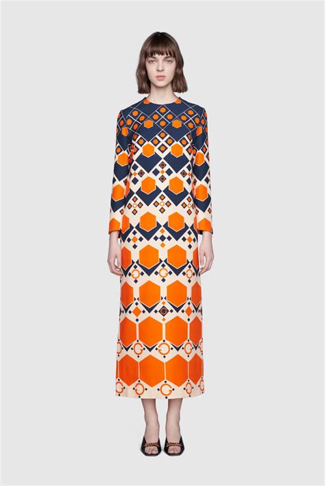 gucci hexagon print dress